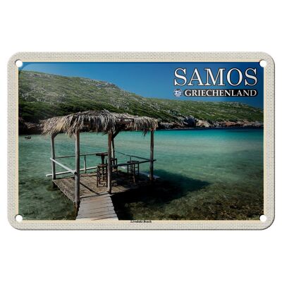 Cartel de chapa de viaje 18x12cm Samos Grecia Livadaki Beach Sea