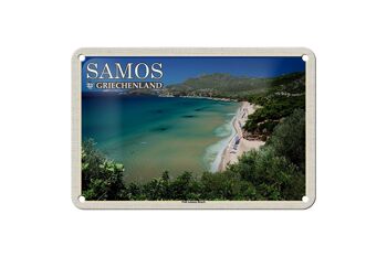 Panneau de voyage en étain, 18x12cm, Samos, grèce, Psili Ammos, décoration de plage 1