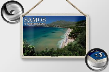 Panneau de voyage en étain, 18x12cm, Samos, grèce, Psili Ammos, décoration de plage 2