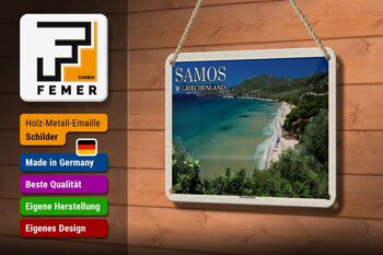 Panneau de voyage en étain, 18x12cm, Samos, grèce, Psili Ammos, décoration de plage 3