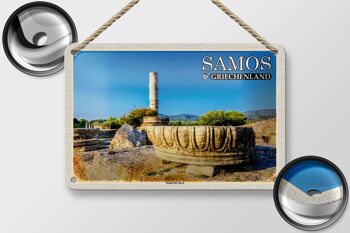 Panneau de voyage en étain, 18x12cm, Samos, grèce, Temple d'héra, bouclier 2