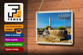 Panneau de voyage en étain, 18x12cm, Samos, grèce, Temple d'héra, bouclier 3