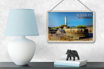 Panneau de voyage en étain, 18x12cm, Samos, grèce, Temple d'héra, bouclier 4