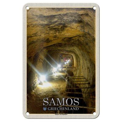 Cartel de chapa Travel 12x18cm Samos Grecia Túnel de Eupalinos