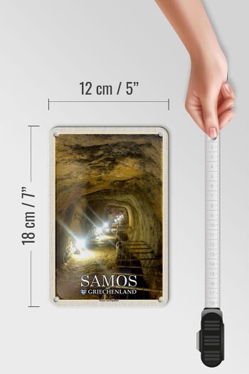 Panneau de voyage en étain, 12x18cm, Samos, Grèce, Tunnel d'Eupalinos 5
