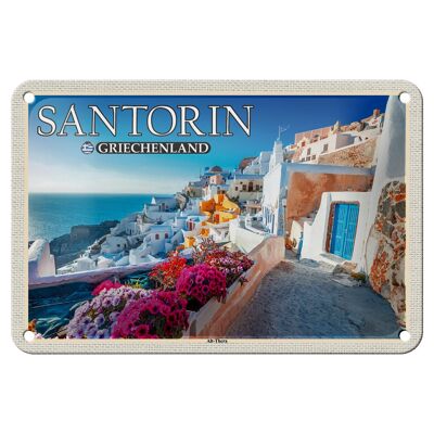 Tin Sign Travel 18x12cm Santorini Greece Old Thera Antiquity