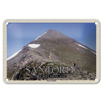 Cartel de chapa de viaje 18x12cm Santorini Grecia Montaña Profitis Ilias