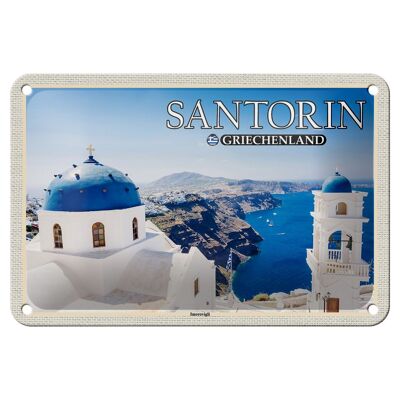 Targa in metallo da viaggio 18x12 cm Santorini Grecia Isole Imerovigli