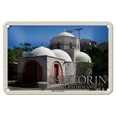 Cartel de chapa de viaje 18x12cm Santorini Grecia Monasterio Profitis