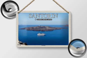 Panneau de voyage en étain, 18x12cm, Santorin, grèce, île Palea Kameni 2