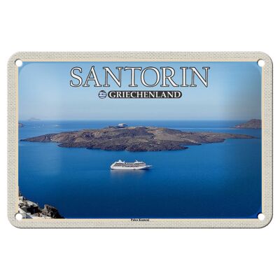Tin Sign Travel 18x12cm Santorini Greece Palea Kameni Island