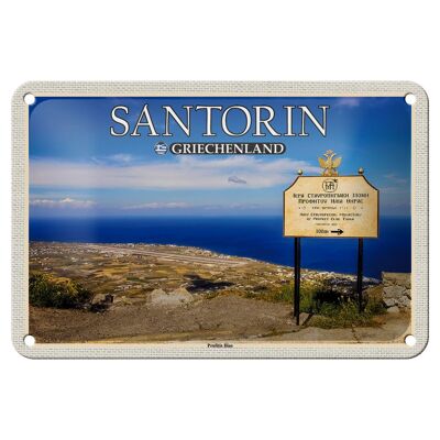 Cartel de chapa de viaje, decoración de Santorini, Grecia, Profitis Ilias, 18x12cm