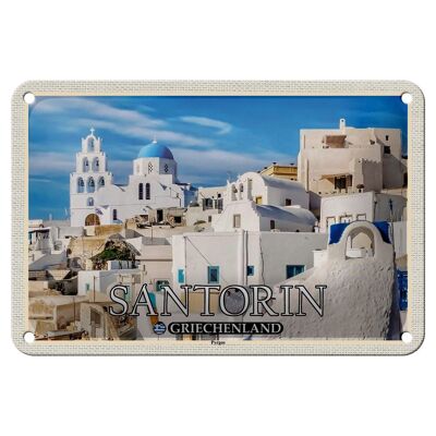 Cartel de chapa de viaje, 18x12cm, Santorini, Grecia, Pyrgos, pueblo