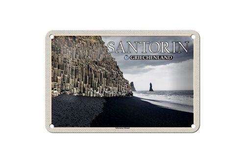 Blechschild Reise 18x12cm Santorin Griechenland Schwarzer Strand