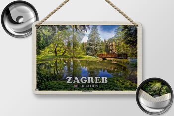 Panneau de voyage en étain, 18x12cm, signe de jardin botanique de Zagreb, croatie 2