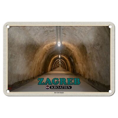 Targa in metallo da viaggio 18x12 cm Zagabria Croazia Il cartello del tunnel Gric