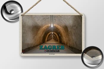 Panneau de voyage en étain, 18x12cm, Zagreb, croatie, le Tunnel du Gric 2