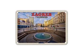 Panneau de voyage en étain, 18x12cm, Zagreb, croatie, place principale, Ban Jelacic 1