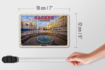 Panneau de voyage en étain, 18x12cm, Zagreb, croatie, place principale, Ban Jelacic 5
