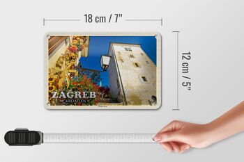 Signe de voyage en étain, 18x12cm, Zagreb, croatie, tour Lotrscak, tour de guet 5