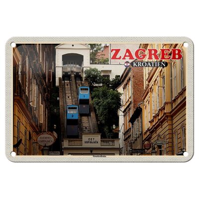 Cartel de chapa de viaje 18x12cm Zagreb Croacia Funicular Uspinjaca
