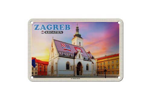 Blechschild Reise 18x12cm Zagreb Kroatien St. Markus Kirche Schild
