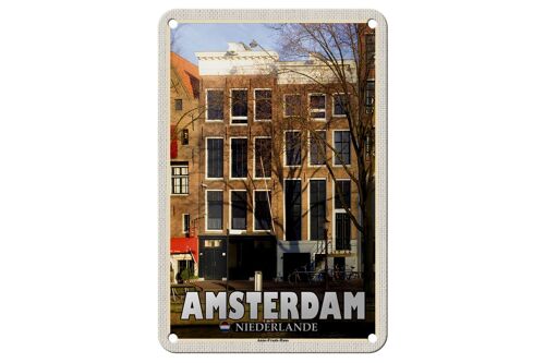 Blechschild Reise 12x18cm Amsterdam Niederlande Anne-Frank-Haus Deko