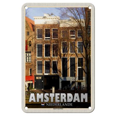 Blechschild Reise 12x18cm Amsterdam Niederlande Anne-Frank-Haus Deko