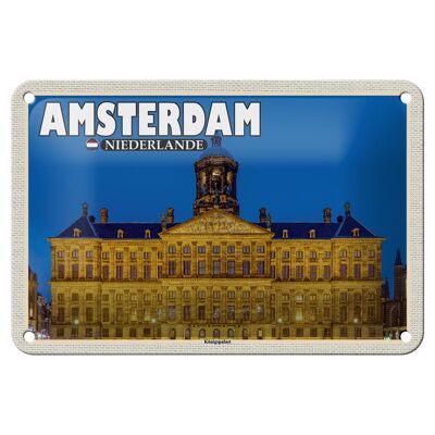 Panneau de voyage en étain, 18x12cm, panneau du palais Royal d'amsterdam et des pays-bas