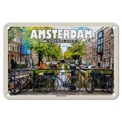Cartel de chapa viaje 18x12cm Ámsterdam Países Bajos distrito Jordaan