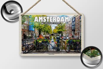 Panneau en étain voyage 18x12cm Amsterdam Pays-Bas quartier Jordaan 2