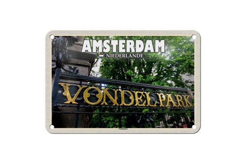 Blechschild Reise 18x12cm Amsterdam Niederlande Vondelpark Schild