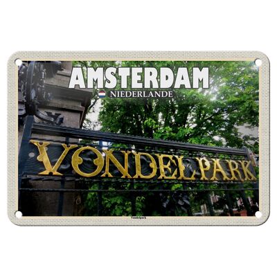 Panneau de voyage en étain, 18x12cm, panneau d'amsterdam, pays-bas, Vondelpark