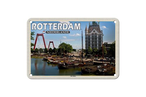 Blechschild Reise 18x12cm Rotterdam Niederlande Alter Hafen Boote