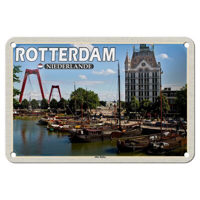 Blechschild Reise 18x12cm Rotterdam Niederlande Alter Hafen Boote