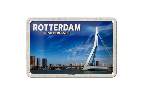 Blechschild Reise 18x12cm Rotterdam Niederlande Erasmus-Brücke Deko