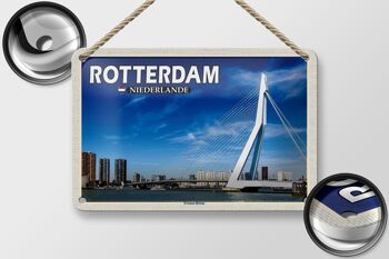Panneau de voyage en étain 18x12cm, décoration du pont Erasmus de Rotterdam, pays-bas 2
