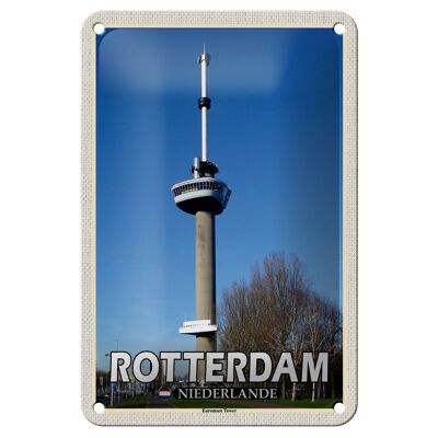 Cartel de chapa Viaje 12x18cm Róterdam Países Bajos Euromast TowerDeco