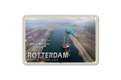 Blechschild Reise 18x12cm Rotterdam Niederlande Hafen Schiffe Schild
