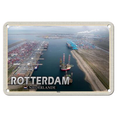Blechschild Reise 18x12cm Rotterdam Niederlande Hafen Schiffe Schild