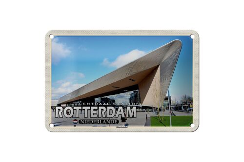 Blechschild Reise 18x12cm Rotterdam Niederlande Hauptbahnhof Schild