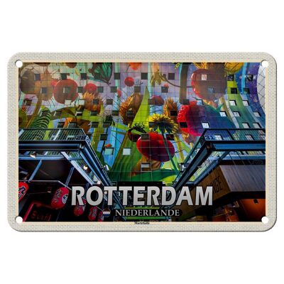 Targa in metallo da viaggio, 18x12 cm, Rotterdam, Olanda, mercato coperto