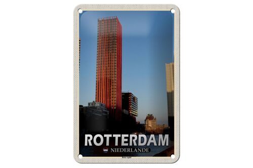 Blechschild Reise 12x18cm Rotterdam Niederlande Roter Apfel Schild