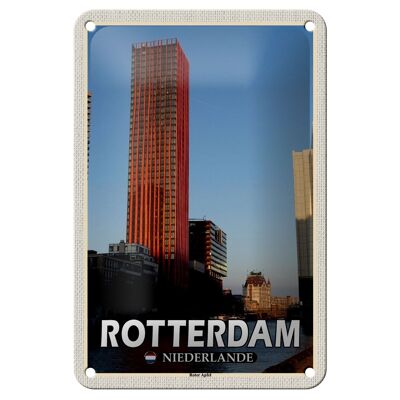 Blechschild Reise 12x18cm Rotterdam Niederlande Roter Apfel Schild