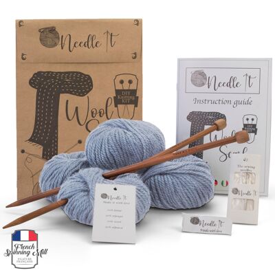 Compra Needle It - Kit completo per maglieria per principianti per adulti  con ferri da maglia - Sciarpa di lana per maglieria - Idea regalo (grigia)  all'ingrosso