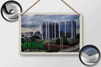 Panneau décoratif de voyage en étain, 18x12cm, Abuja Nigeria, banque centrale 2