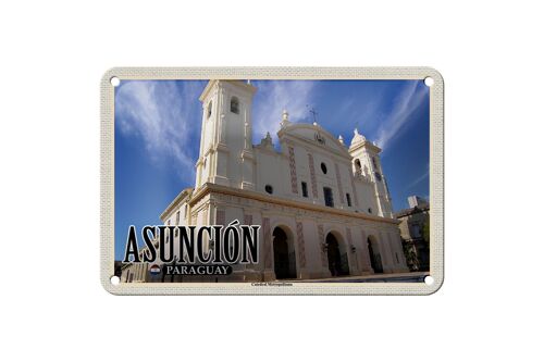 Blechschild Reise 18x12cm Asuncion Paraguay Catedral Metropolitana