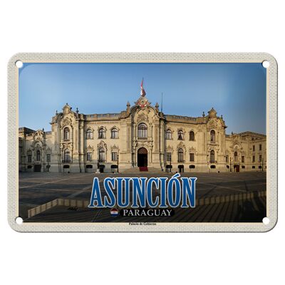 Tin sign travel 18x12cm Asuncion Paraguay Palacio de Gobierno