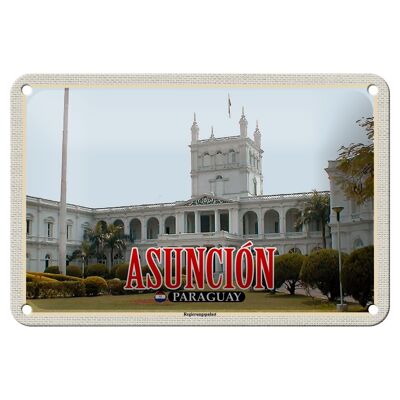 Blechschild Reise 18x12cm Asuncion Paraguay Regierungspalast Schild