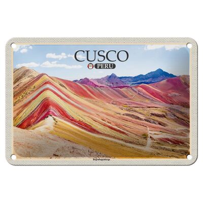 Blechschild Reise 18x12cm Cusco Peru Regenbogenberge Deko Schild